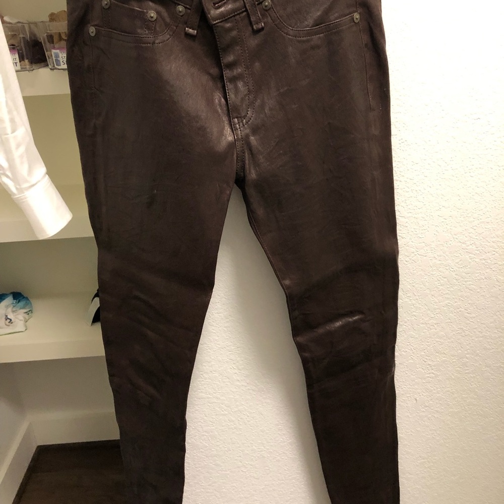 Rag & Bone Leather Skinny Jeans - Burgundy - Picture 1 of 5